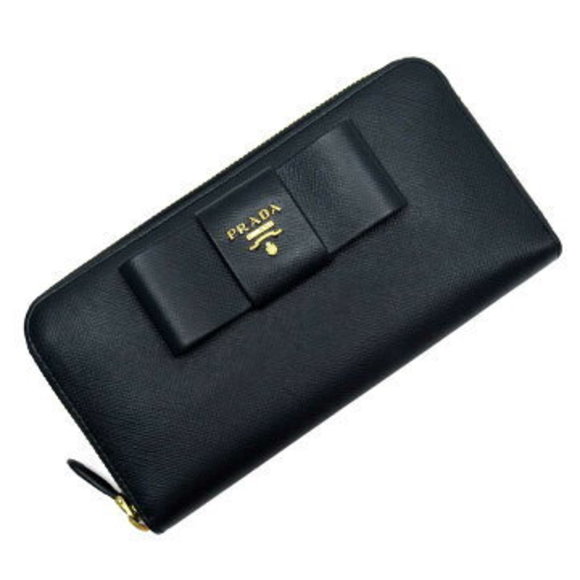 Prada zip long Wallet Navy Blue Saffiano leather - Picture 1 of 3
